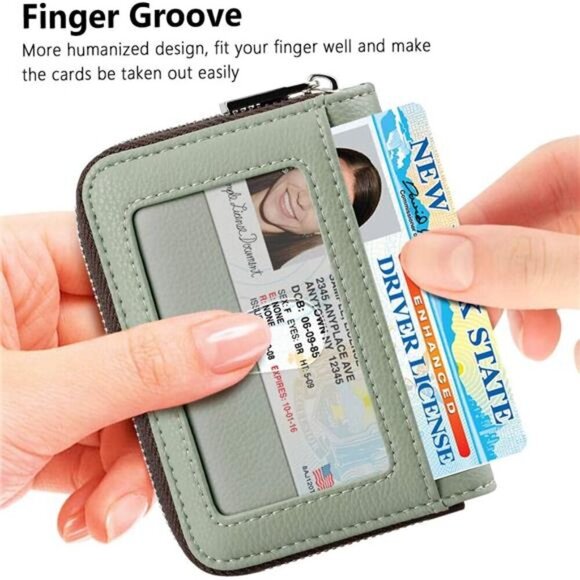 Credit Card Wallet, Zipper Card Cases RFID Blocking, Wallet, Compact Size - Picture 2 of 7